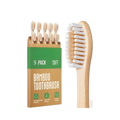 5-Pack Natural Bamboo Toothbrush