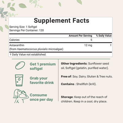 Astaxanthin 12mg - Antioxidant Softgels