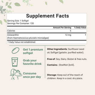 Astaxanthin 12mg - Antioxidant Softgels