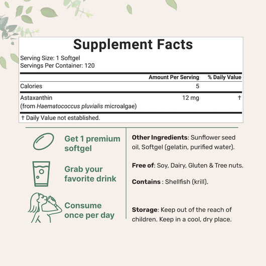 Astaxanthin 12mg - Antioxidant Softgels